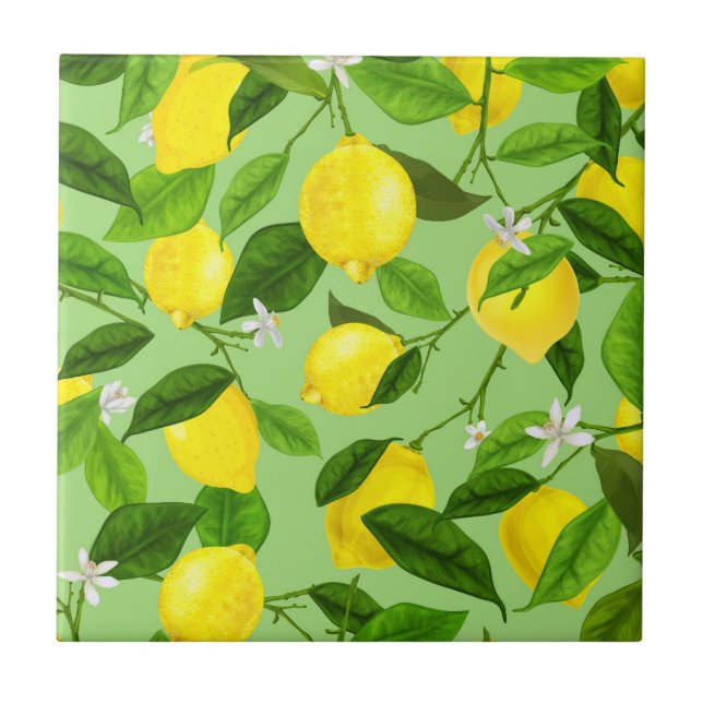Akvarell Citron 3 Kakelplatta (Framsidan)