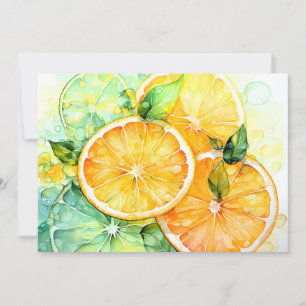Akvarell Citron Apelsin Lime Botanisk Kök Julkort
