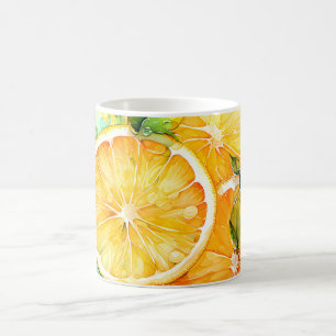 Akvarell Citron Apelsin Lime Botanisk Kök Kaffemugg