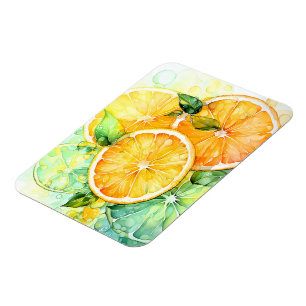 Akvarell Citron Apelsin Lime Botanisk Kök Magnet