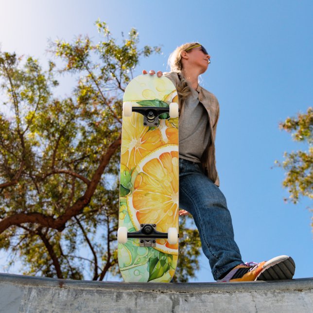 Akvarell Citron Apelsin Lime Botanisk Kök Mini Skateboard Bräda 18,5 Cm (Utomhus 1)