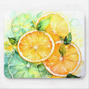 Akvarell Citron Apelsin Lime Botanisk Kök Musmatta