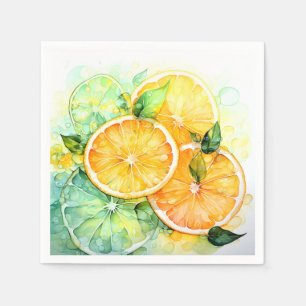 Akvarell Citron Apelsin Lime Botanisk Kök Pappersservett