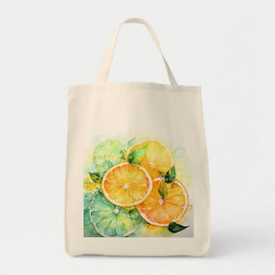 Akvarell Citron Apelsin Lime Botanisk Kök Tygkasse