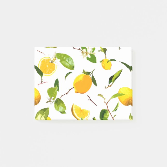 Akvarell Citron & blad 16 Post-it Block (Framsida)