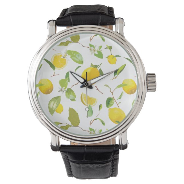 Akvarell Citron & blad 2 Armbandsur (Framsida)