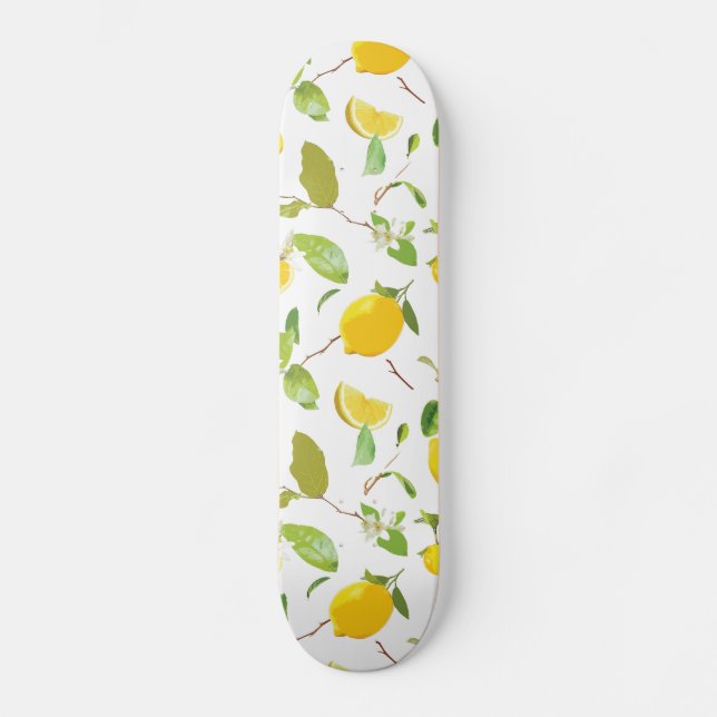 Akvarell Citron & blad 2 Mini Skateboard Bräda 18,5 Cm (Framsida)