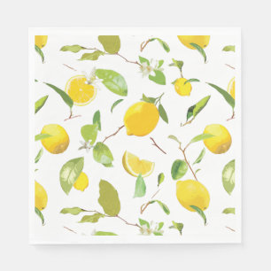Akvarell Citron & blad 2 Pappersservett