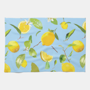 Akvarell Citron & blad 3 Kökshandduk