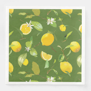 Akvarell Citron & blad 5 Pappersservett