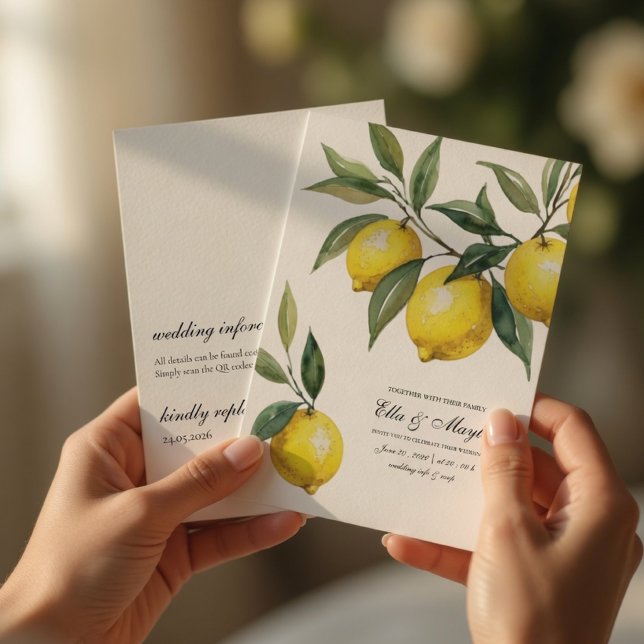 Akvarell Citron Bröllop Set Mediterranea Inbjudningar (Skapare uppladdad)