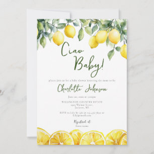 Akvarell Citron Citrus Italiensk Bebis-fest Inbjudningar