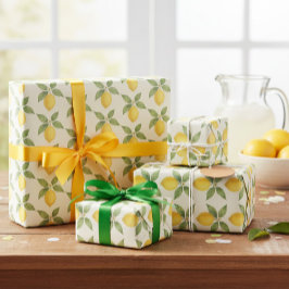 Akvarell Citron Inpackningspapper Presentpapper