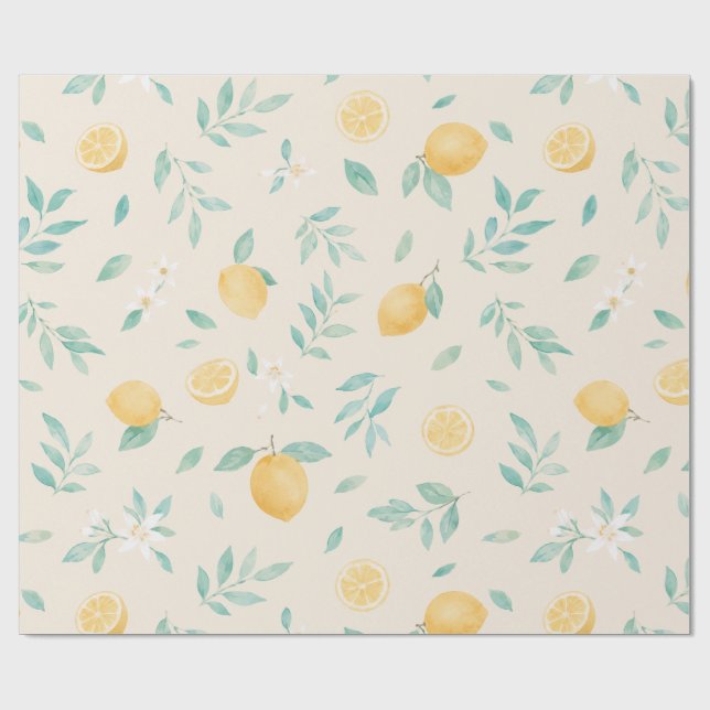 Akvarell Citron Kök Matsal Illustration Presentpapper (Platt)