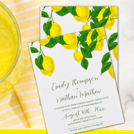 Akvarell Citron Ljus Gul Citrus Bröllop Inbjudningar