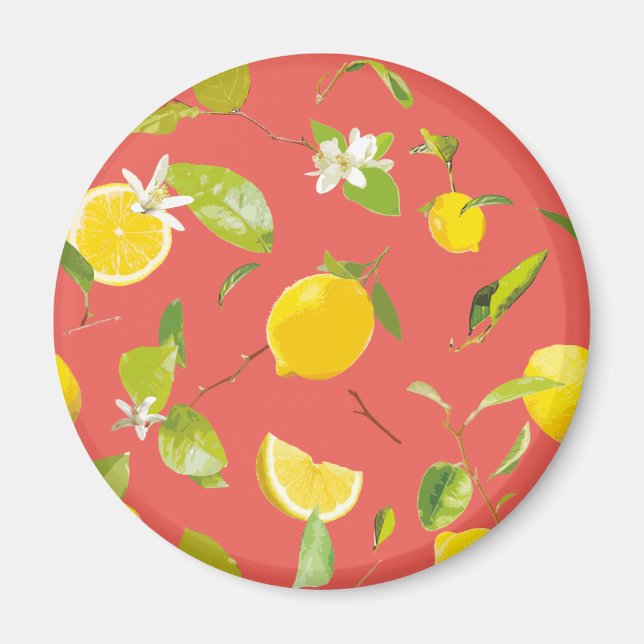 Akvarell Citron & Löv 12 Magnet (Framsidan)