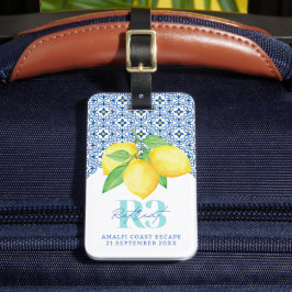 Akvarell Citron Medelhavsplattor Logo Bagagebricka