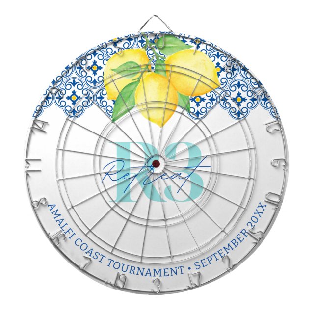 Akvarell Citron Medelhavsplattor Logo Darttavla (Framsidan)
