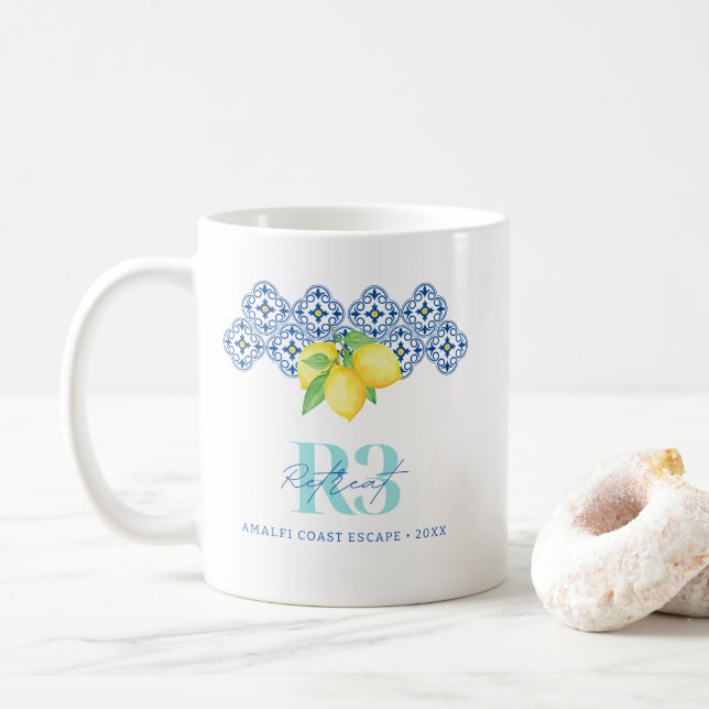Akvarell Citron Medelhavsplattor Logo Kaffemugg (Med munk)