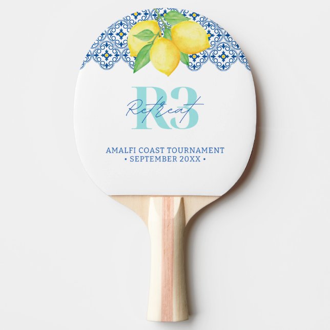 Akvarell Citron Medelhavsplattor Logo Pingisracket (Framsidan)