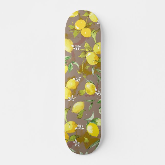 Akvarell citron mini skateboard bräda 18,5 cm (Framsida)