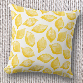 Akvarell Citron Mönster Citrusfrukt Kudde