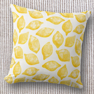 Akvarell Citron Mönster Citrusfrukt Kudde