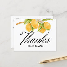 Akvarell Citron och Blommor Födelsedags Tacksamhet