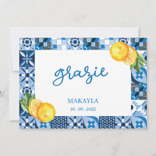 Akvarell Citron Positano Bröllopsdusch Tack Kort