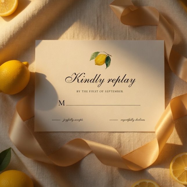 Akvarell Citron RSVP-kort | Medelhavscitrus OSA Kort (Skapare uppladdad)