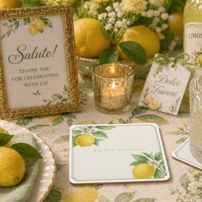 Akvarell Citron  Underlägg Papper Kvadrat (Skapare uppladdad)