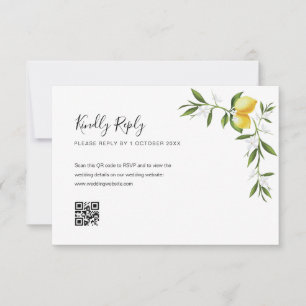 akvarell citronblad QR-kod RSVP-kort OSA Kort