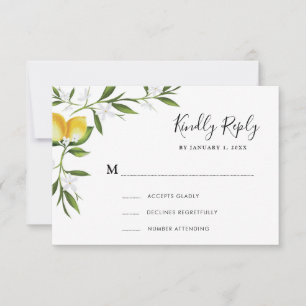 akvarell citronblad RSVP-kort OSA Kort