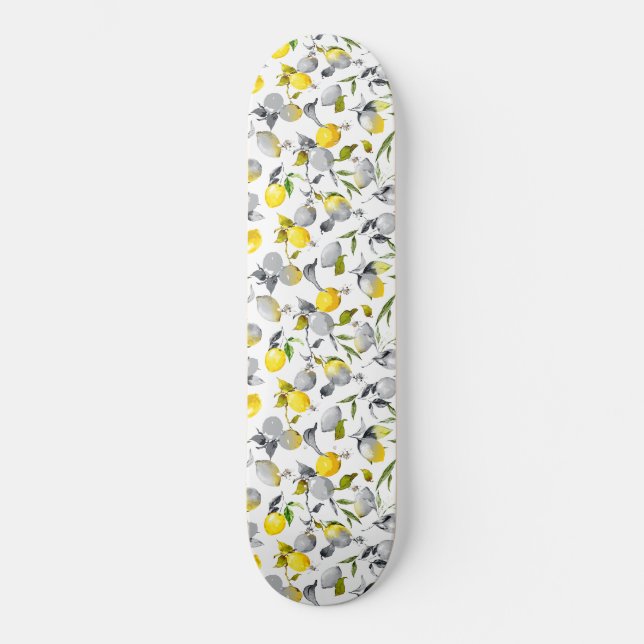 Akvarell citroner 14 mini skateboard bräda 18,5 cm (Framsida)