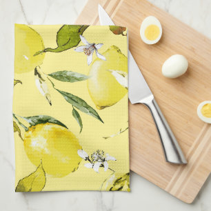Akvarell citroner 15 kökshandduk