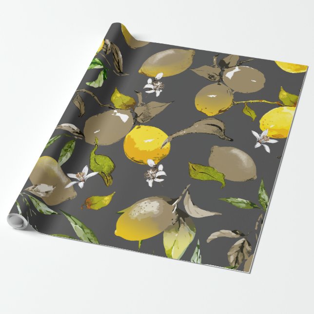 Akvarell citroner 35 presentpapper (Utrullad)