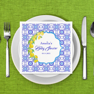 Akvarell Citroner Amalfi Bebis Shower Pappersservett