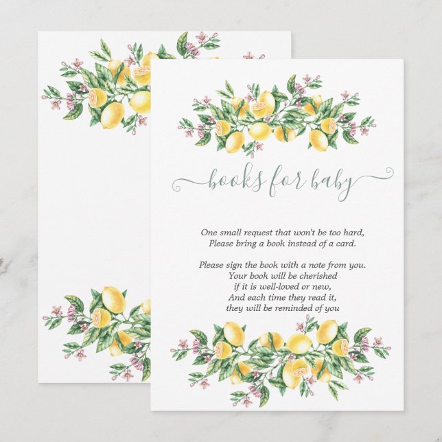 Akvarell Citroner Botaniska Blommor Tilläggskort (Fram/baksida)