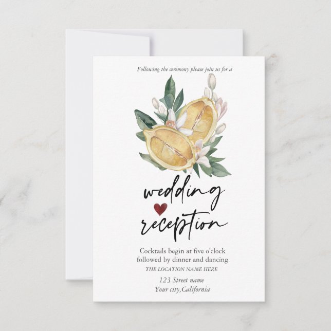 Akvarell Citroner Botaniskt Mottagande Inbjudningar (Framsida)