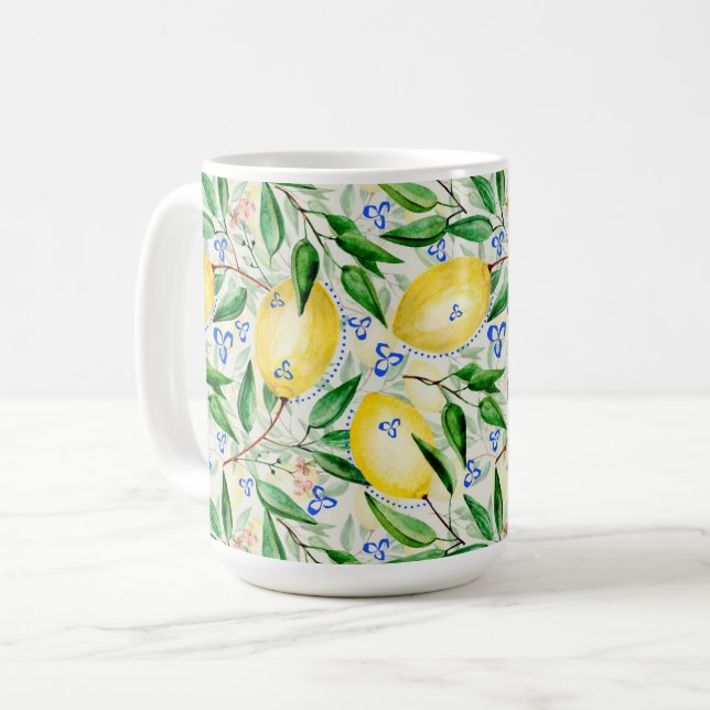 Akvarell citroner frukt kaffemugg (Framsida vänster)