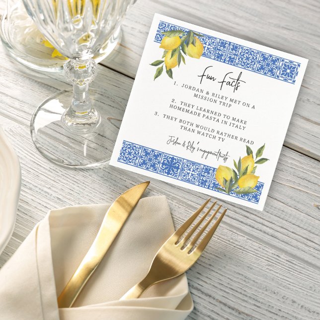 Akvarell Citroner & Kakel Bröllops Pappersservett (Skapare uppladdad)