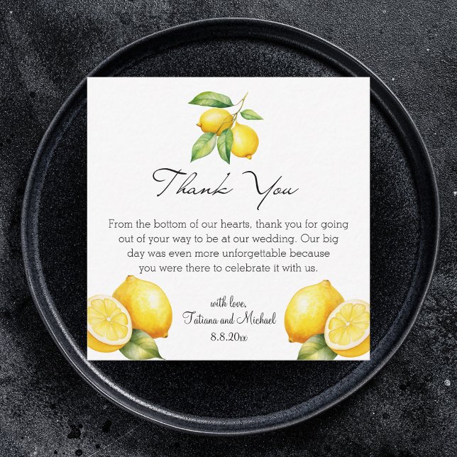 akvarell citroner limoncello bröllop tack anteckningskort (Skapare uppladdad)