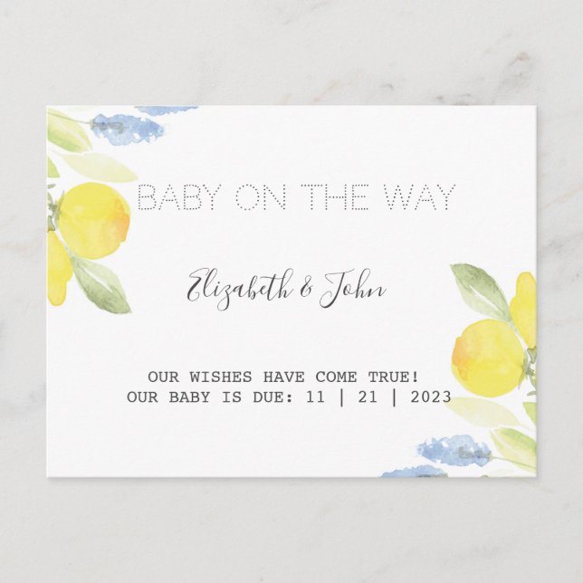 Akvarell Citroner Meddelande Vykort (Framsida)