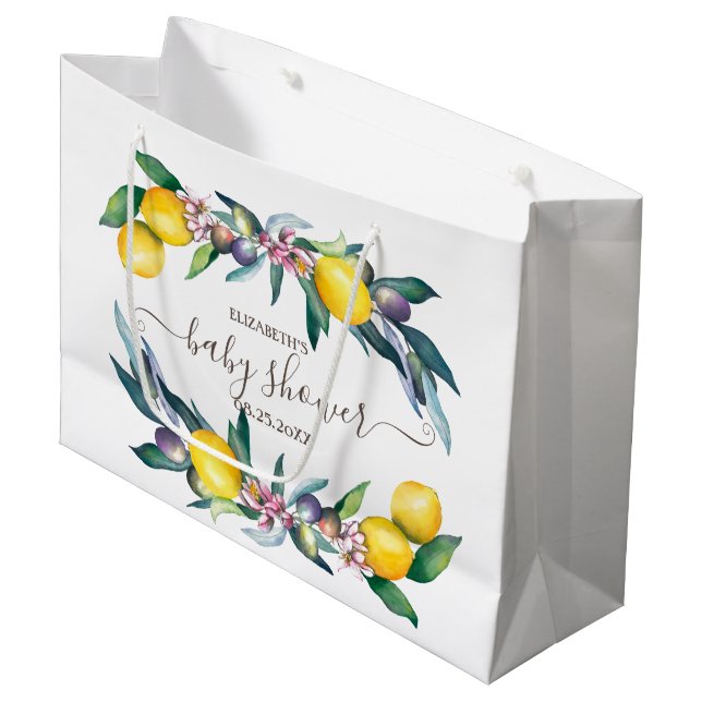 Akvarell Citroner Oliver Baby Shower (Framsidan Vinklad)