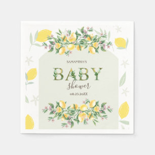 Akvarell Citroner Ram Baby Shower Pappersservett