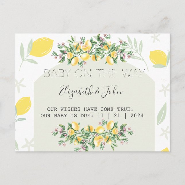 Akvarell Citroner Ram Meddelande Vykort (Framsida)