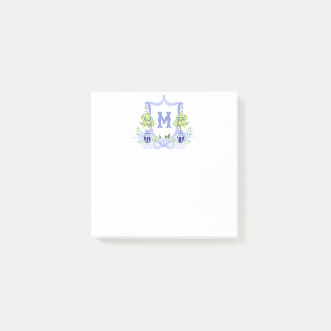 Akvarell Citronträd Monogram Toppstuk Post-it Block (Framsida)