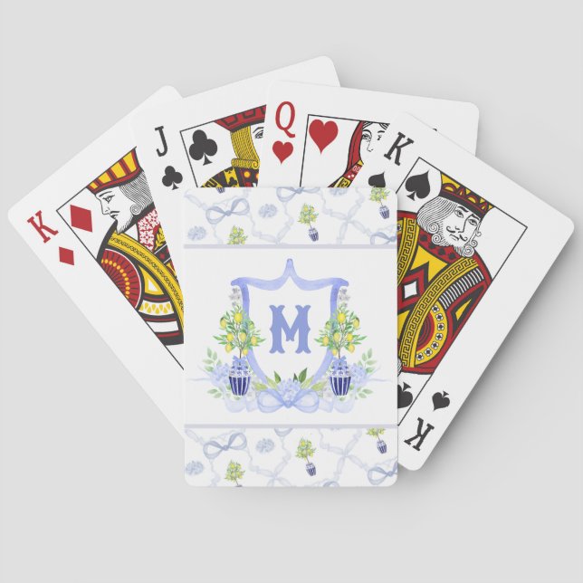 Akvarell Citronträd Monogram vapensköld Casinokort (Baksidan)