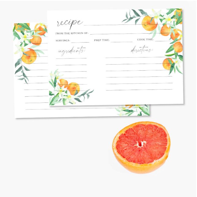 Akvarell citrus apelsin - receptkort (Skapare uppladdad)