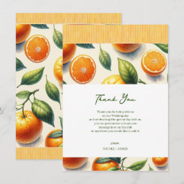 Akvarell Citrus Apelsinblad Bröllop Tack Kort
